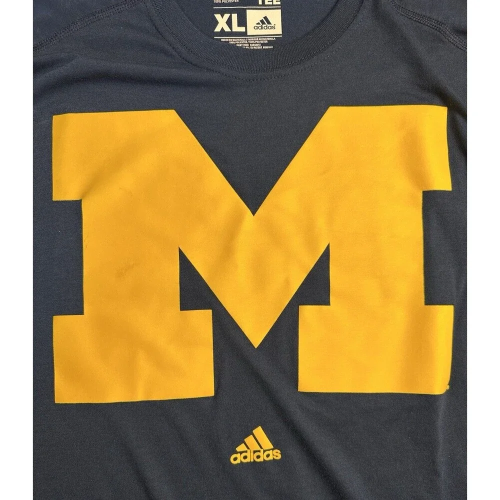 Adidas Ultimate Tee Climalite Block M University of Michigan Long Sleeve Size XL